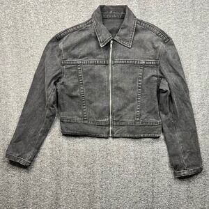 J. Galt Jacket Womens Small Black Denim Cropped Full Zip RR087L YR40